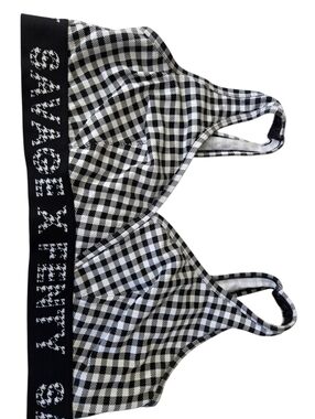 Savage X Fenty Gingham Bralette 3X Black White Logo Band Plus Size